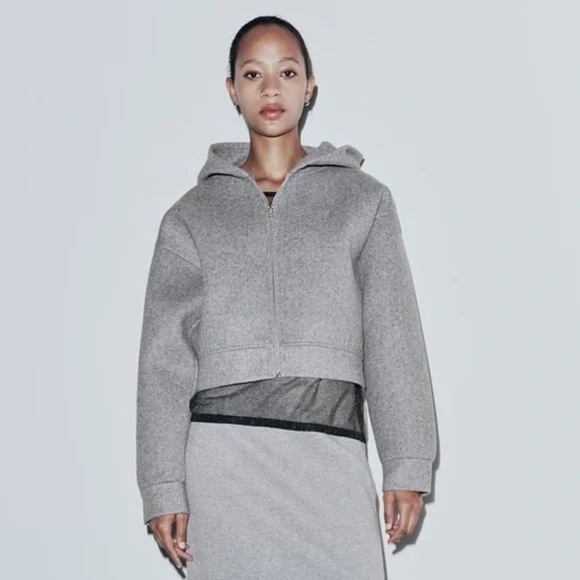 Zara Soft Neoprene Effect Bomber Jacket gray small - Picture 3 of 10